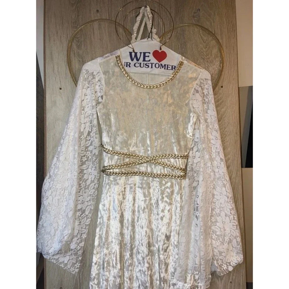 Girls Angel costume Medium 10-12yrs with halo & wings